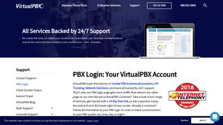 PBX Login Page for all VirtualPBX Dash and vConsole VoIP Accounts