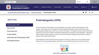 Prekindergarten (VPK) - The School District of Palm Beach County