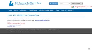 2019 VPK REGISTRATION IS OPEN! - Early Learning Coalition of Duval