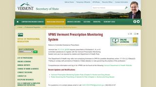 VPMS Vermont Prescription Monitoring System