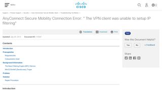 AnyConnect Secure Mobility Connection Error: 