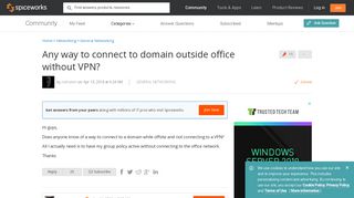 [SOLVED] Any way to connect to domain outside office without VPN ...
