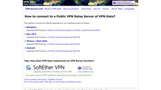 How to connect to a Public VPN Relay Server of VPN Gate?