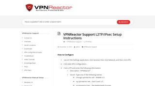 L2TP/IPsec – VPNReactor Support