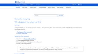 Vps Dedicated Hosting - Log in to WHM - Bluehost Control Panel
