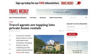 Travel agents are tapping into private home rentals: Travel Weekly