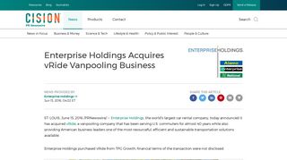 Enterprise Holdings Acquires vRide Vanpooling Business