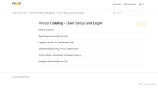 Vroozi Catalog - User Setup and Login – Vroozi Success Forum