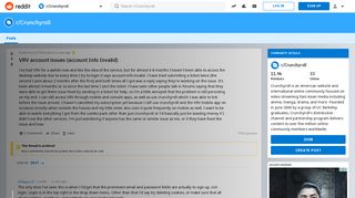 VRV account issues (account Info Invalid) : Crunchyroll - Reddit