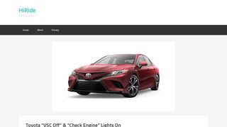 Toyota “VSC Off” & “Check Engine” Lights On - HiRide