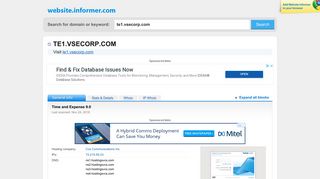 te1.vsecorp.com at WI. Time and Expense 9.0 - Website Informer
