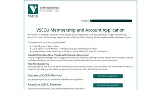 VSECU Membership and Account Application - Start Application
