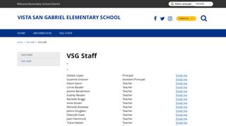 VSG Staff - Vista San Gabriel Elementary School - School Loop
