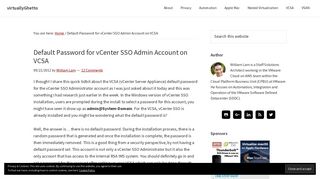 Default Password for vCenter SSO Admin Account on VCSA