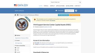 VHA Support Service Center Capital Assets (VSSC) - Data.gov