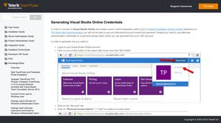 Generating Visual Studio Online Credentials - Documentation - Telerik