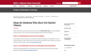 Steps for Students Who Have Not Started Classes - Valdosta State ...