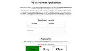 VSVS Partner Application - VSVS Online Application
