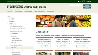 MyBenefits - Vermont Department for Children and Families