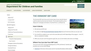 The Vermont EBT Card | Department for Children and Families