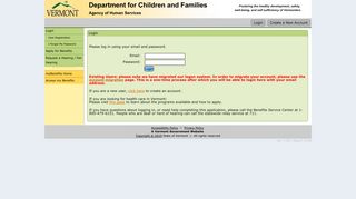 ESD Login - Department for Children and Families