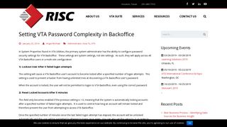 Setting VTA Password Complexity in Backoffice - RISC INC