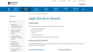 Apply directly to Monash - Admissions - Monash University