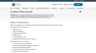 Creating a VTAC account - VTAC