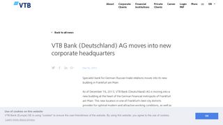 VTB Bank (Deutschland) AG moves into new corporate headquarters ...