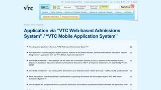 Application - FAQ - Admission - VTC