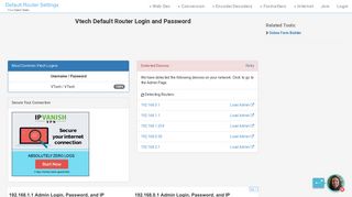 Vtech Default Router Login and Password - Clean CSS