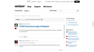 VTEXT how do you sign in/Register | Verizon Community
