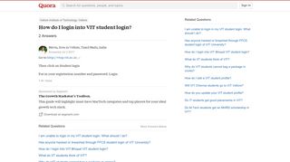 How to login into VIT student login - Quora