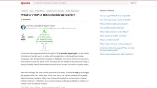 What is VTOP in IDEA (mobile network)? - Quora