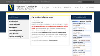 Parent Portal now open - Vernon Township School District