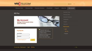 My Bill Pay Login - VTX Telecom