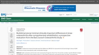 Multidimensional minimal clinically important differences in knee ...