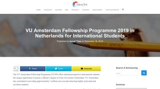 VU Amsterdam Fellowship Programme 2019 in Netherlands for ...