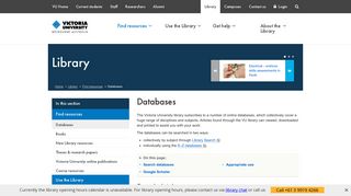 Databases | Victoria University | Melbourne Australia