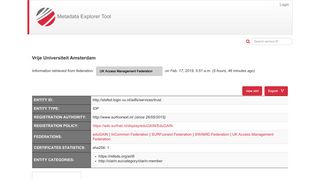 UK Access Management Federation - Metadata Explorer Tool - REFEDS