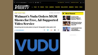 Walmart's Vudu Orders MGM Shows for Free Streaming Service ...