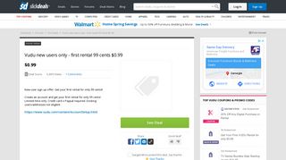 Vudu new users only - first rental 99 cents $0.99 - Slickdeals.net