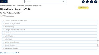 Walmart.com Help: Using Video on Demand by VUDU