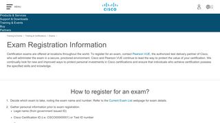 Exam Registration Information - Cisco