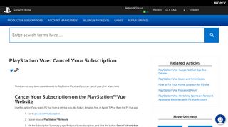 PlayStation Vue: Cancel Your Subscription - PlayStation Support