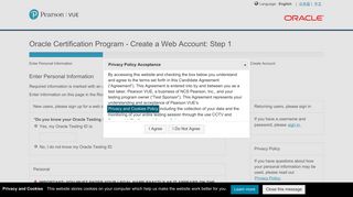 Create account - Pearson VUE
