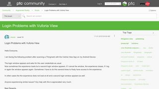 Login Problems with Vuforia View - PTC Community