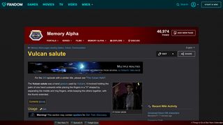 Vulcan salute | Memory Alpha | FANDOM powered by Wikia