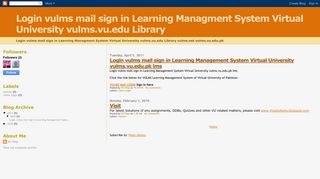 Login vulms mail sign in Learning Managment System Virtual ...