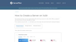 How to Create a Server on Vultr - ServerPilot